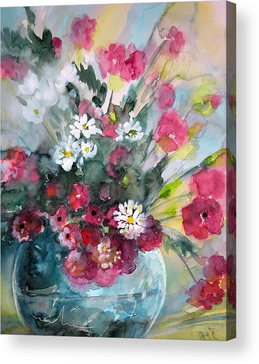 Wild Flowers Acrylic Print featuring the painting Wild Flowers Bouquet 01 by Miki De Goodaboom