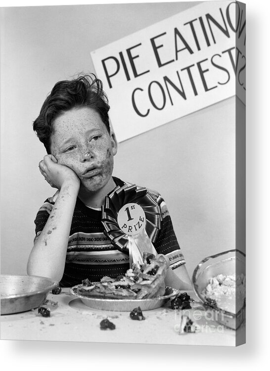 1950s Acrylic Print featuring the photograph Winner Of Pie-eating Contest, C.1950s by H Armstrong Roberts ClassicStock