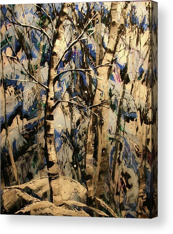 Frozen Acrylic Print featuring the painting Winter Aspen by Marilyn Quigley