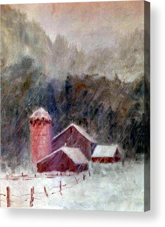 Farm Acrylic Print featuring the painting Winter Barns by Marina Petro