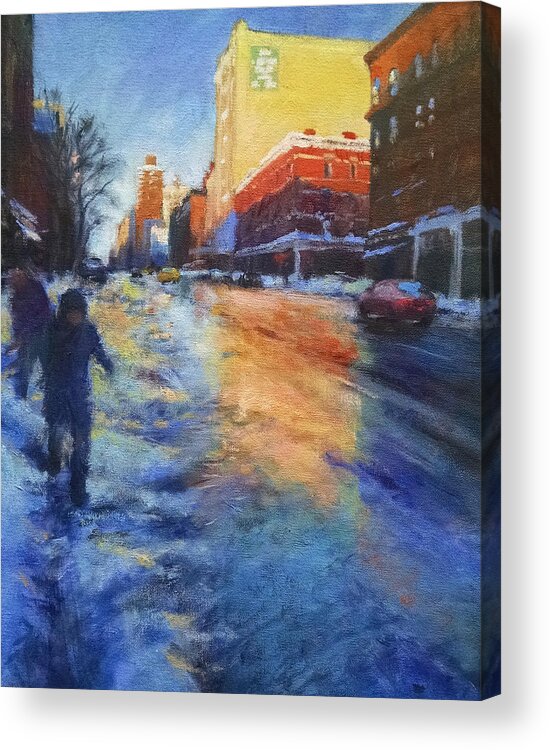 Landscape Acrylic Print featuring the painting Winter Glow by Peter Salwen