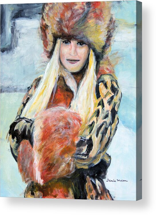 Winter Acrylic Print featuring the painting Winter Lady by Denice Palanuk Wilson