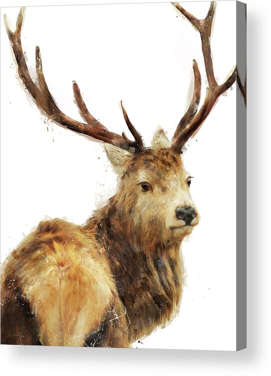 Deer Acrylic Print featuring the painting Winter Red Deer by Amy Hamilton