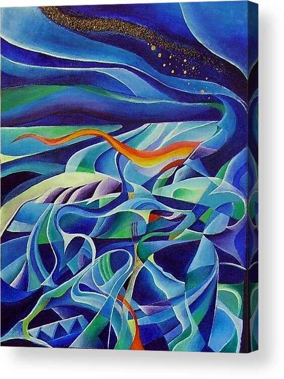Winter Vivaldi Music Abstract Acrylic Acrylic Print featuring the painting Winter by Wolfgang Schweizer