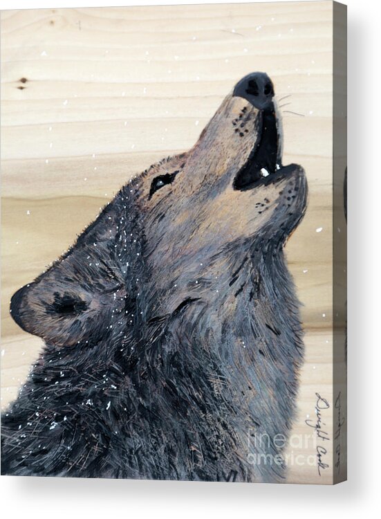 Wolf Acrylic Print featuring the mixed media Wolf art work by Dwight Cook