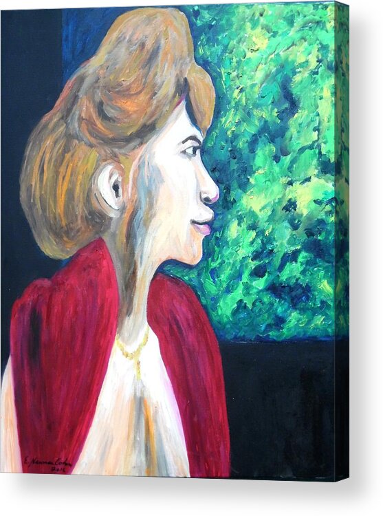 Woman At The Window Acrylic Print featuring the painting Woman at the Window by Esther Newman-Cohen