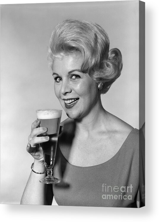 1960s Acrylic Print featuring the photograph Woman Drinking Beer, C.1960s by H. Armstrong Roberts/ClassicStock