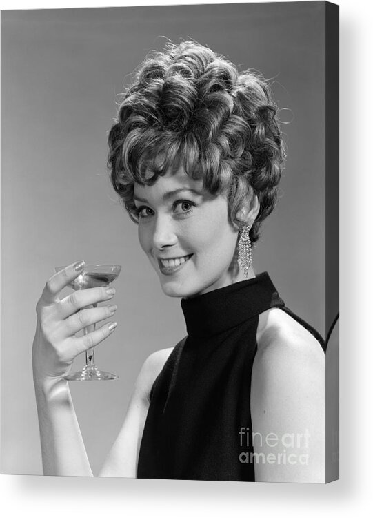 1960s Acrylic Print featuring the photograph Woman Drinking Champagne, C.1960s by H. Armstrong Roberts/ClassicStock