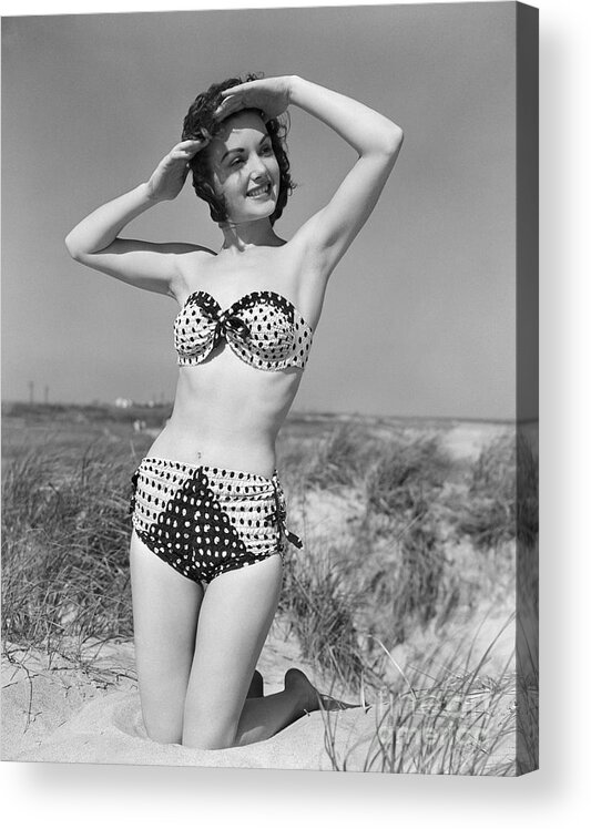 1950s Acrylic Print featuring the photograph Woman In Bikini, C.1950s by H. Armstrong Roberts/ClassicStock