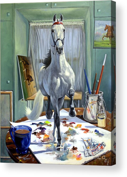 American Saddlebred Art Acrylic Print featuring the painting Work In Progress V by Jeanne Newton Schoborg