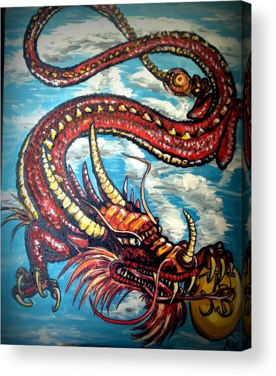 Dragon Acrylic Print featuring the painting Year Of The Dragon by Alexandria Weaselwise Busen