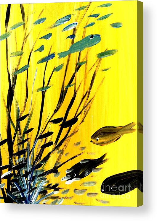 Abstract Acrylic Print featuring the painting Yellow Dream by James and Donna Daugherty