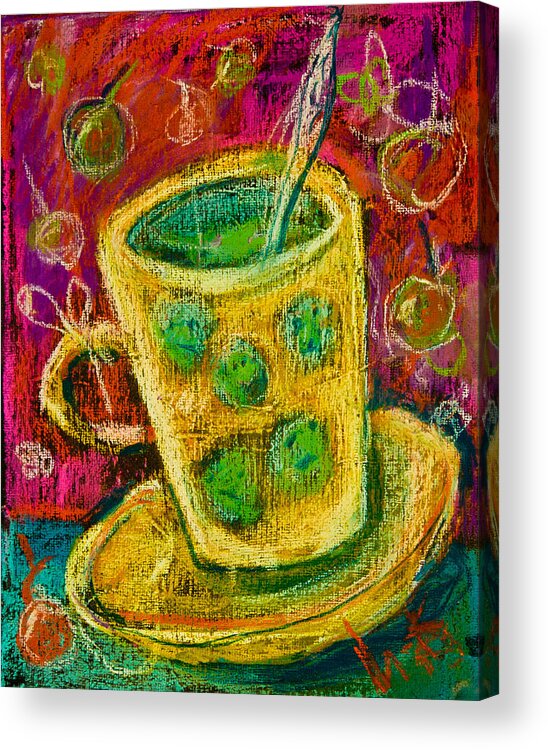 Mug Acrylic Print featuring the painting Yellow mug by Maxim Komissarchik
