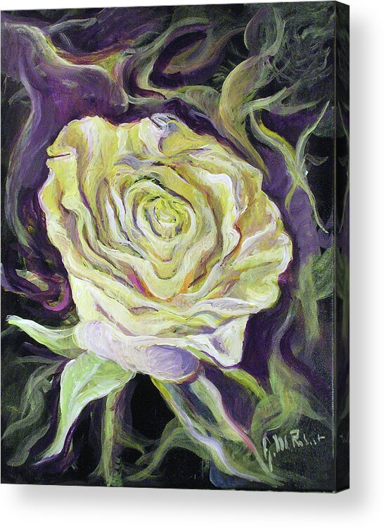 Painting Acrylic Print featuring the photograph Yellow Rose by Jean-Marc Robert