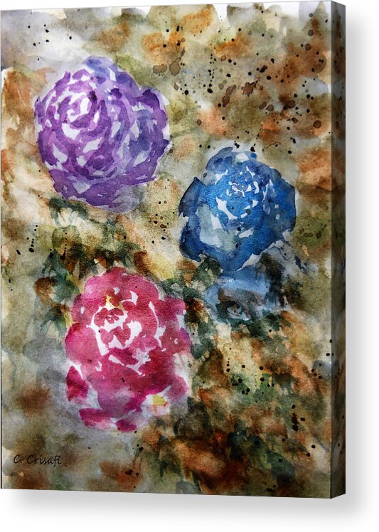 Rose Acrylic Print featuring the painting Yesteryear Roses by Carol Crisafi