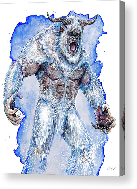 Yeti Acrylic Print featuring the drawing Yeti by Aaron Spong