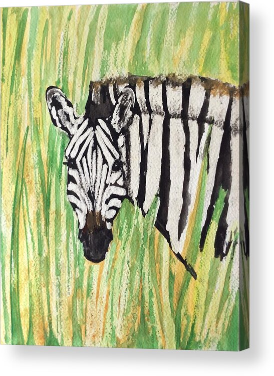 Zebra Acrylic Print featuring the painting Zeeb by Elizabeth Mundaden