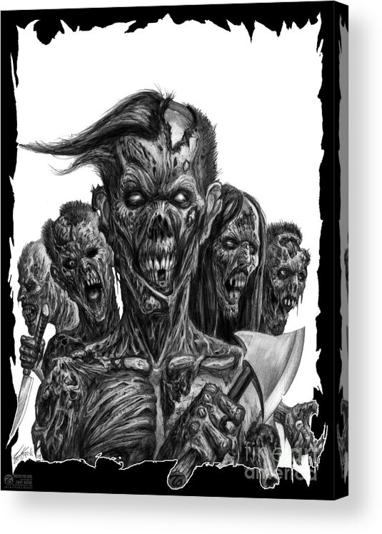 Tony Koehl Acrylic Print featuring the drawing Zombies by Tony Koehl