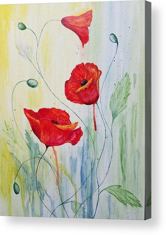 Poppy Acrylic Print featuring the painting Abstract Poppy #2 by Jimmy Chuck Smith