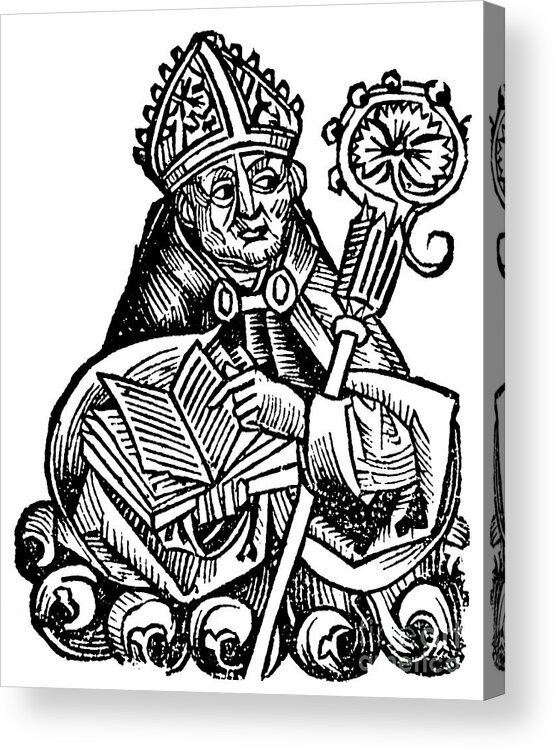 Circa 13th Century Acrylic Print featuring the drawing Albertus Magnus C1200-1280 German-born #1 by Print Collector