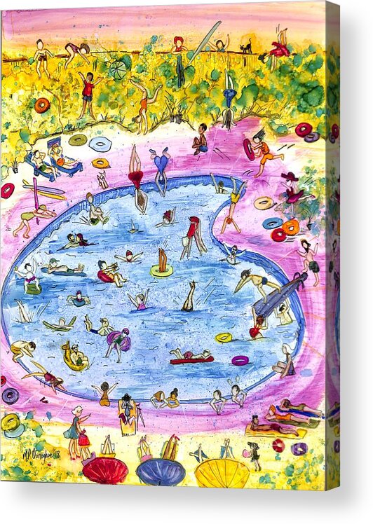 Swimming Pool Acrylic Print featuring the painting Pool Party by Patty Donoghue