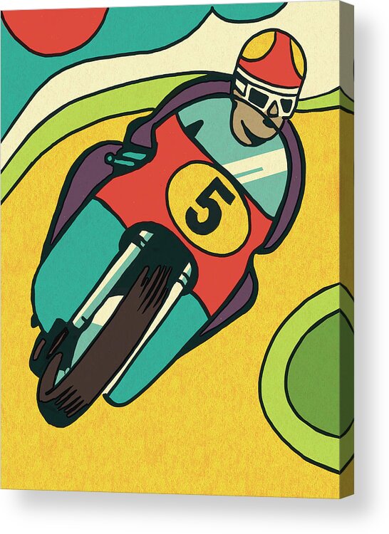 Bike Acrylic Print featuring the drawing Racing Motorcycle #1 by CSA Images