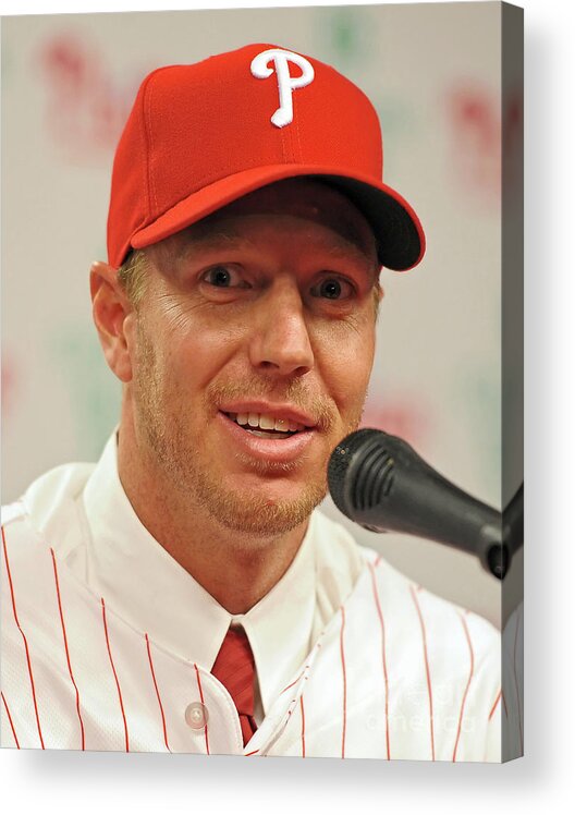 People Acrylic Print featuring the photograph Roy Halladay Press Conference by Drew Hallowell
