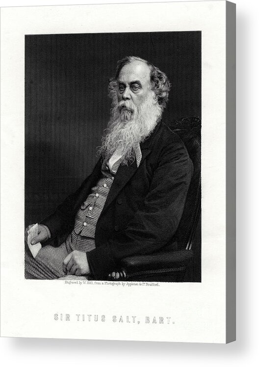 Engraving Acrylic Print featuring the drawing Sir Titus Salt, British Manufacturer #1 by Print Collector