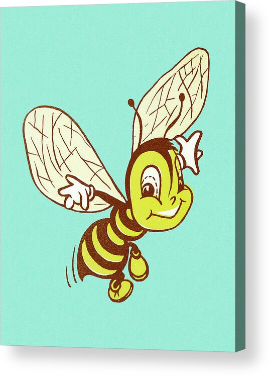 Animal Acrylic Print featuring the drawing Smiling Bee #1 by CSA Images