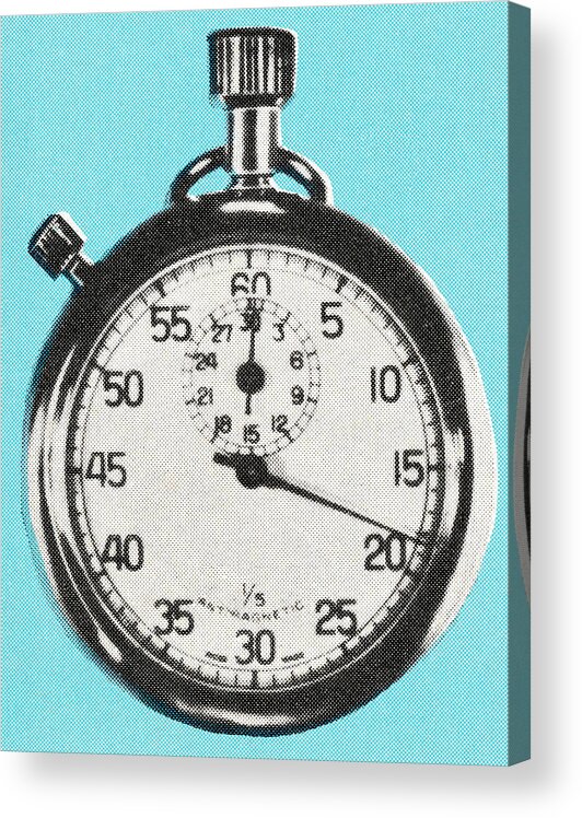 Blue Background Acrylic Print featuring the drawing Stopwatch #10 by CSA Images