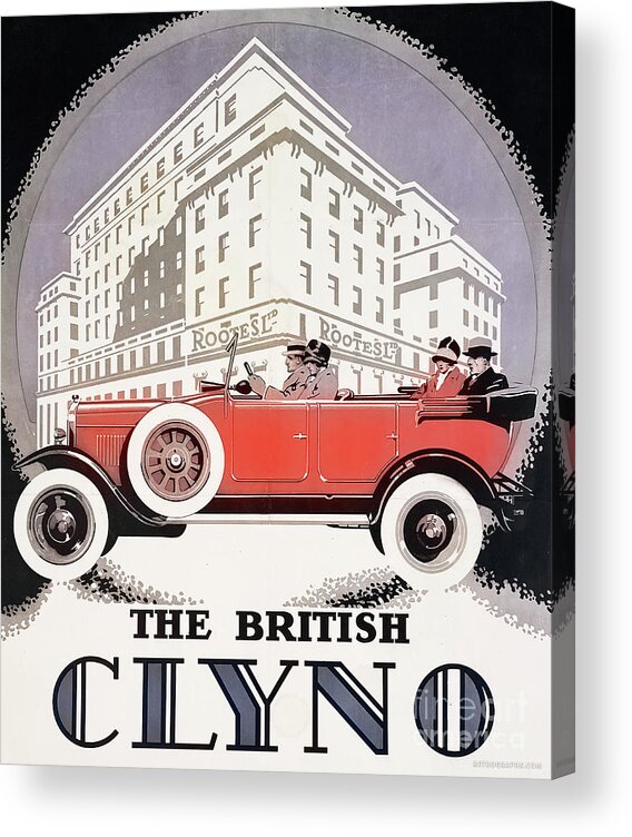 Vintage Acrylic Print featuring the mixed media 1920s The British Clyno Advertisement by Retrographs