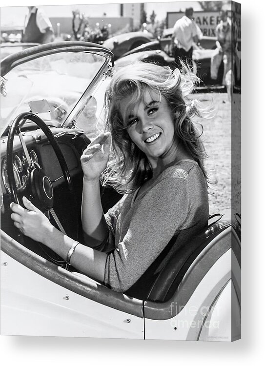 Vintage Acrylic Print featuring the photograph 1960s Ann Margaret In Triumph Tr3 Roadster by Retrographs