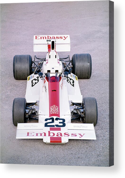 Logo Acrylic Print featuring the photograph 1975 Embassy Hill Gh2 Formula 1 Racing by Heritage Images