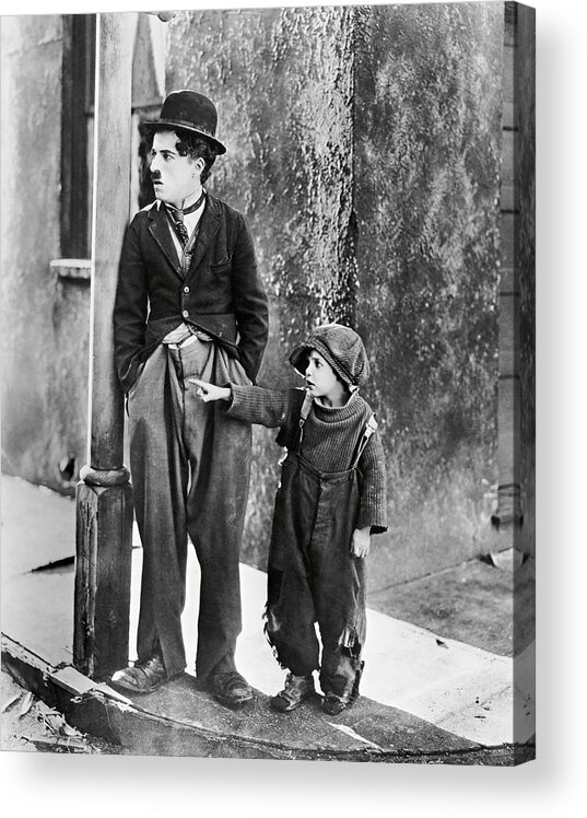 Charles Chaplin Acrylic Print featuring the photograph CHARLIE CHAPLIN and JACKIE COOGAN in THE KID -1921-. #2 by Album
