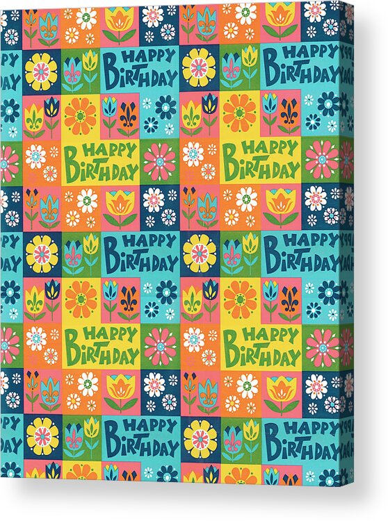 Background Acrylic Print featuring the drawing Happy Birthday pattern #2 by CSA Images