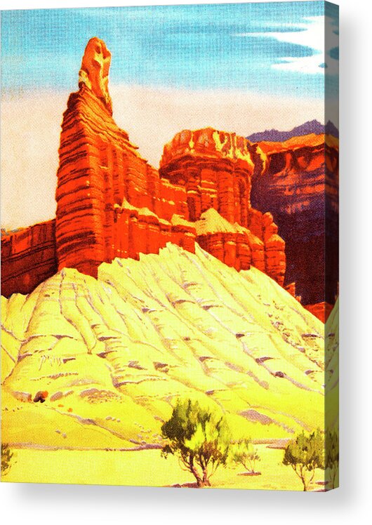 Campy Acrylic Print featuring the drawing Rock Formation Landscape #2 by CSA Images