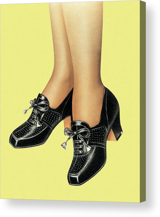 Campy Acrylic Print featuring the drawing Shoe modeling #2 by CSA Images