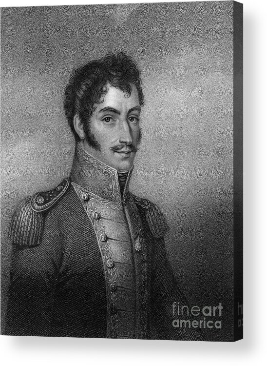 Engraving Acrylic Print featuring the drawing Simon Bolivar, 19th Century South by Print Collector