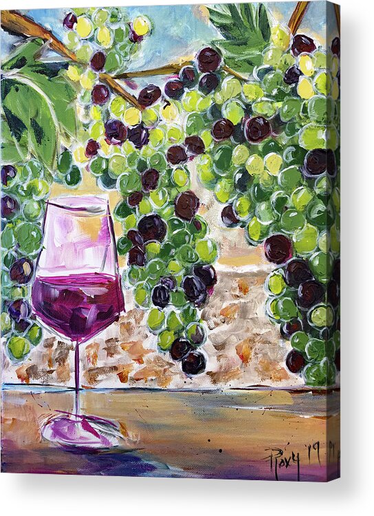 Wine Acrylic Print featuring the painting Summer Grapes by Roxy Rich