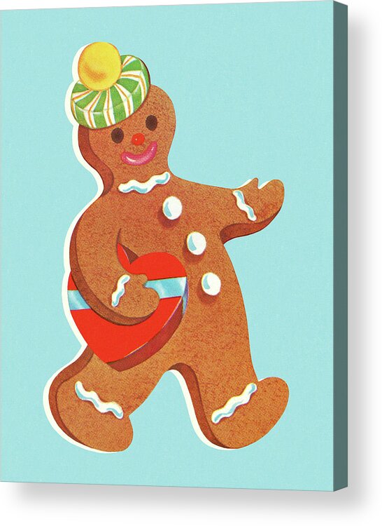 Baked Goods Acrylic Print featuring the drawing Walking Gingerbread Man #2 by CSA Images