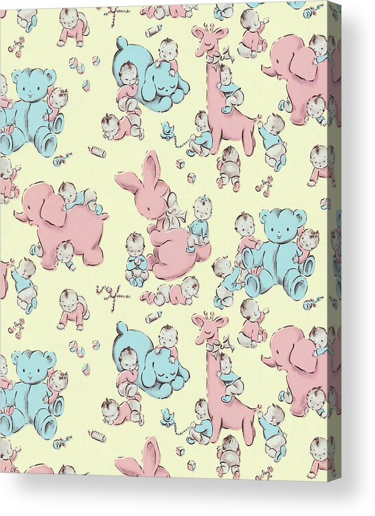 Animal Acrylic Print featuring the drawing Baby Animal Pattern #3 by CSA Images