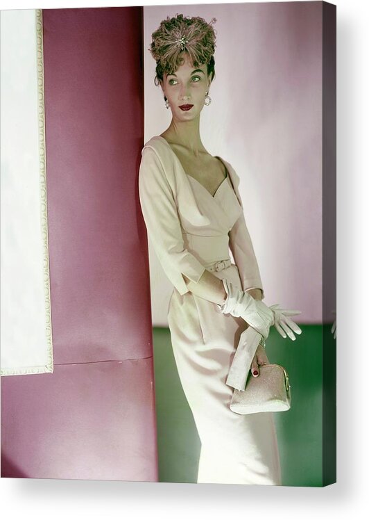 Beauty Acrylic Print featuring the photograph Model In A Larry Aldrich Dress #3 by Horst P. Horst