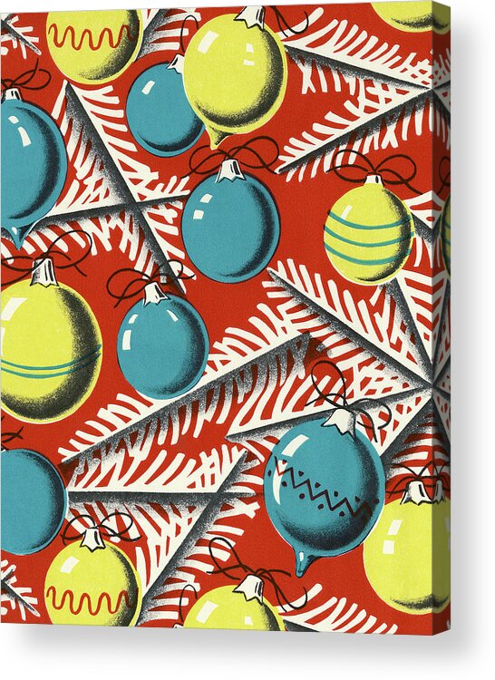Background Acrylic Print featuring the drawing Christmas Tree Ornaments #4 by CSA Images