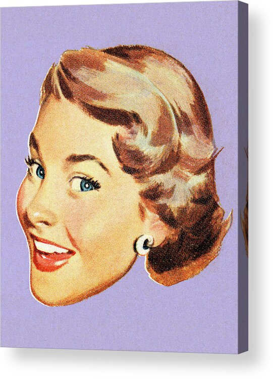 Adult Acrylic Print featuring the drawing Smiling Woman #46 by CSA Images