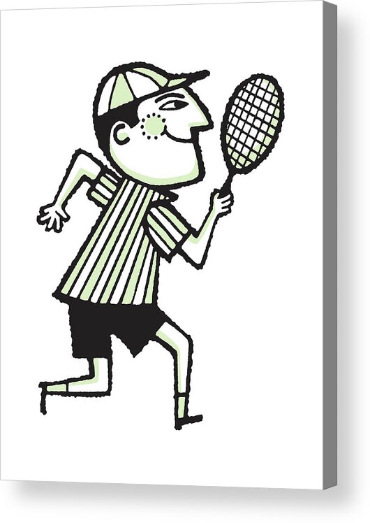 Accessories Acrylic Print featuring the drawing Man Playing Tennis #5 by CSA Images