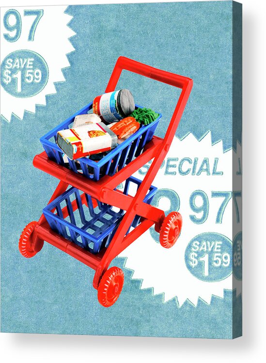 Basket Acrylic Print featuring the drawing Shopping Cart #6 by CSA Images