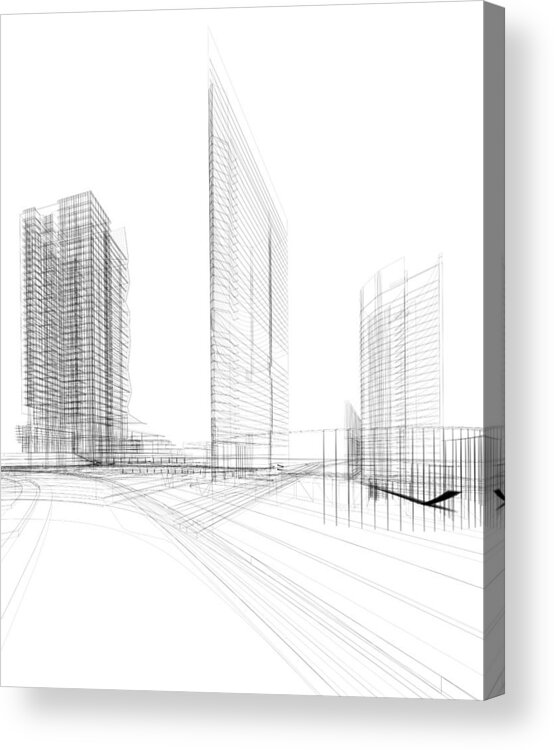Three Dimensional Acrylic Print featuring the photograph 3d Architecture Abstract #8 by Nadla