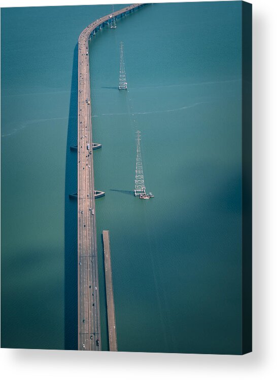 Teal Acrylic Print featuring the photograph A Bridge by Wei (david) Dai