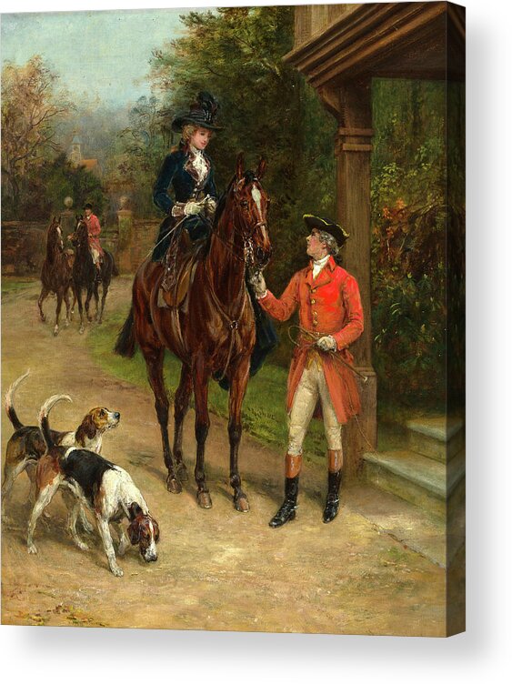 A Hunting Morn Acrylic Print featuring the painting A hunting morn by Heywood Hardy