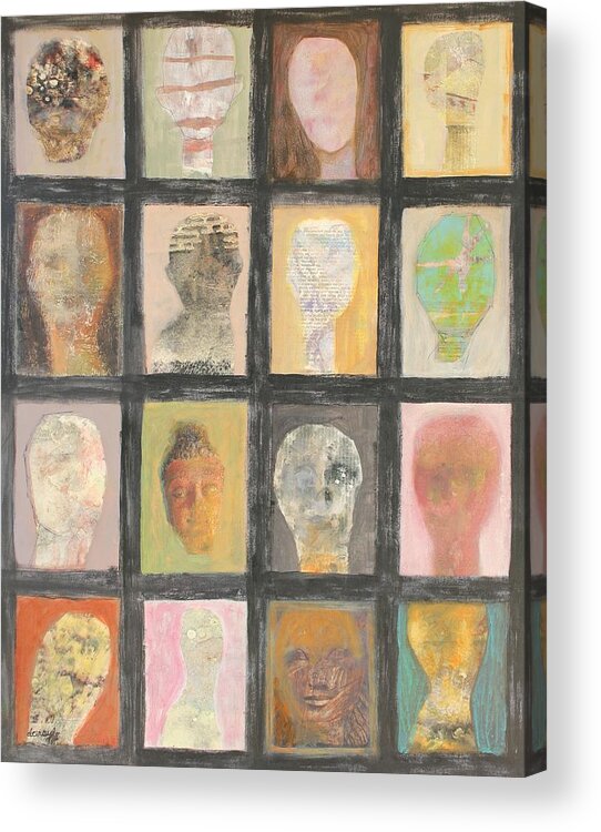 Heads Acrylic Print featuring the painting Abandoned Remains by Donna Ceraulo